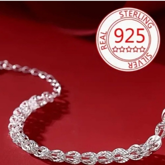 925 Sterling Silver Phoenix Tail Bracelet – Elegant & Minimalist Design About 8" - Picture 1 of 8